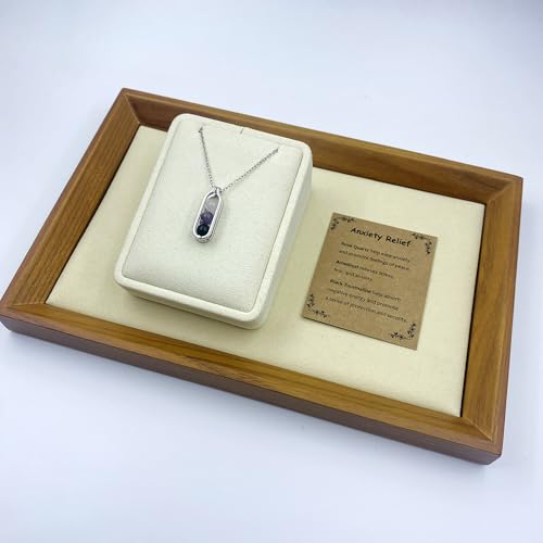 Natural Crystal Necklace Gift for New Beginnings, Crystals and Healing Stones Necklace for Anxiety Relief, Encourage Gift For Women, Mum, Natural Genuine Gemstone, Cheer Up - color: Silver, style: Anxiety Relief