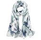 100% Mulberry Silk Long Scarf for Women Large Shawls for Headscarf and Neck- Oblong Hair Wraps with Gift Packed - color: Dusty Blue Peony