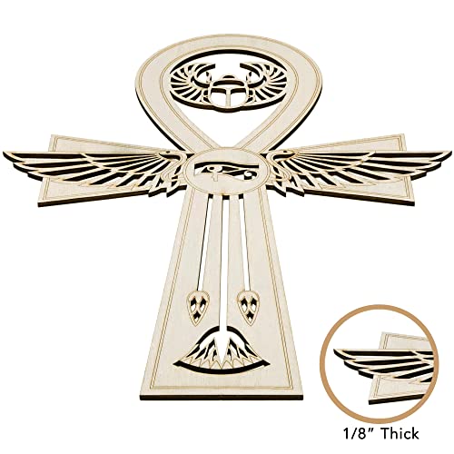 Fourth Level MFG 12" Ankh, Sacred Geometry Wood Wall Art, Ancient Egyptian Hanging Home Decor, Eternal Symbol, Key of Life Sculpture, Good Spiritual Energy - color: 12" Ankh