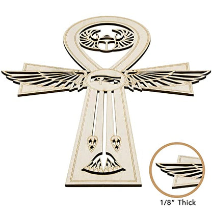 Fourth Level MFG 12" Ankh, Sacred Geometry Wood Wall Art, Ancient Egyptian Hanging Home Decor, Eternal Symbol, Key of Life Sculpture, Good Spiritual Energy - color: 12" Ankh