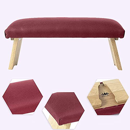 Meditation Stool, Exercise Meditation Stool, Folding Meditation Table, Wooden Kneeling Stool with Locking Hinge, Oblique Leg Yoga Stool with Cushion/A / 46×19×18cm