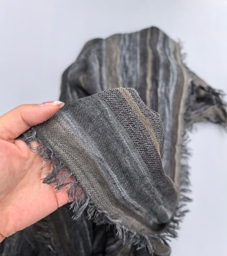 Artistic Retro Cotton And Linen Scarf, Plain Tie Dye Gradient Autumn And Winter New Soft Cotton Shawl - color: Dark Gray