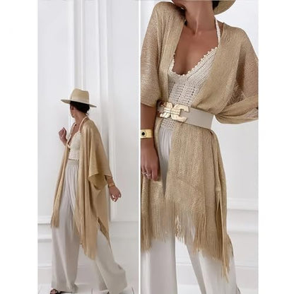 Sparkle Metallic Evening Shawls for Women formal Party Dresses Beach Travel Cardigan Shawl Wrap for Swimsuit - color: G-champagne