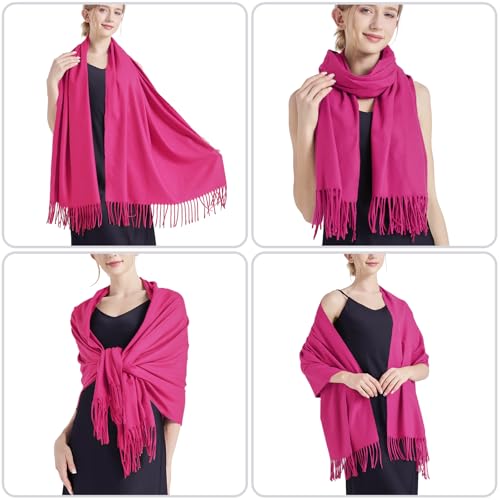 Ciormis Pashmina Scarf for Women, Soft Pashminas Shawls and Wraps for Evening Dresses, Wedding Bride Bridesmaid Shawls Scarf - color: Fuchsia