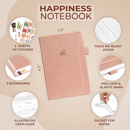 Clever Fox Happiness Notebook – Daily Positivity Journal for Women with Prompts & Positive Quotes – Affirmation & Self Esteem Gifts (Rose Gold) - color: Rose Gold