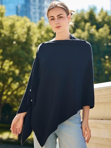 Lacretazhi Women'S Shawl Wraps Poncho Sweater Lightweight Knit Scarf With Buttons Versatile Cape Cardigan Spring Summer Fall - color: Black