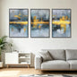 Blue and Gold Abstract Wall Art Set of 3, Modern Framed Canvas Wall Art 16x24 Inch, Luxury Abstract Landscape Wall Painting for Living Room Bedroom Office, Metal Frame Ready to Hang - color: Metallic Waterscapes, size: 24"L X 16"W
