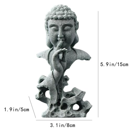 livelyfish Meditating Buddha Statue Zen Garden Statues Sandstone Thinker Buddha Sculpture Figurine for Fish Tank Aquarium Home Decorations, Gift (Fs) - size: Fs