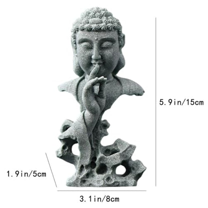 livelyfish Meditating Buddha Statue Zen Garden Statues Sandstone Thinker Buddha Sculpture Figurine for Fish Tank Aquarium Home Decorations, Gift (Fs) - size: Fs