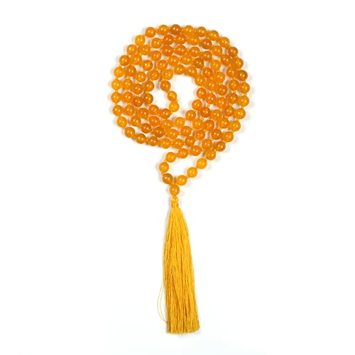 Natural Yellow Citrine Semi Precious Gemstone 108 Beads Japa Mala Prayer Necklace Wrist Mala Bracelet For Yoga Meditation Energy Balancing