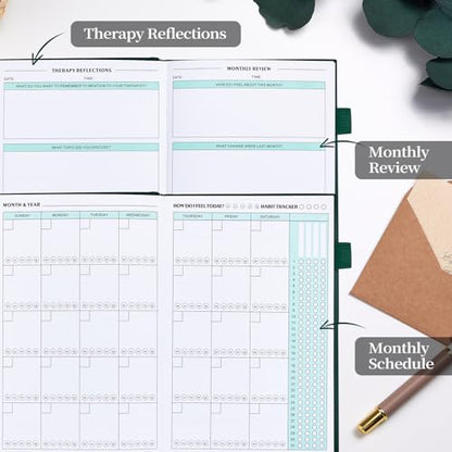 Mental Health Journal, Anxiety & Guided Journal for Women, 91 Days Self-Care Journal to Practice Positive Thinking, ADHD Planner with Mood Tracker (A5 Size)-Dark Green - color: Dark Green