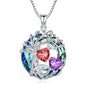 TOUPOP s925 Sterling Silver Family Celtic Tree of Life Pendant Necklaces with 2 Heart Birthstone with Blue Austrian Crystal Jewelry Birthday Valentines Day Gifts for Her, Anniversary Christmas Gifts for Wife Girlfriend Mom (18K Real White Gold Filled) - c
