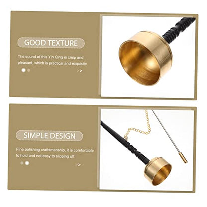 Buddhism Copper Yin Qing Chime for Meditation Sound Percussion Instrument with Wooden Handle for Temple Rituals and Mindfulness Practices