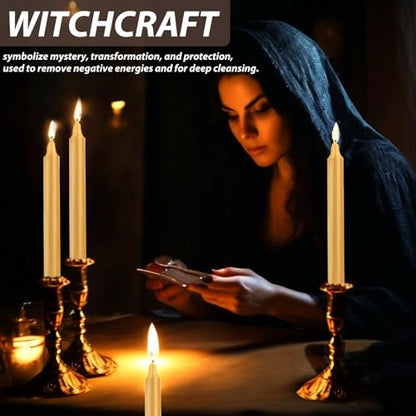 24 Pack Golden Spell Chime Candles – Premium Mini Unscented Taper Candles for Rituals, Prayer, Meditation, Altar, Spells – 4" Tall – Ideal for Witches & Spiritual Practices - color: Golden