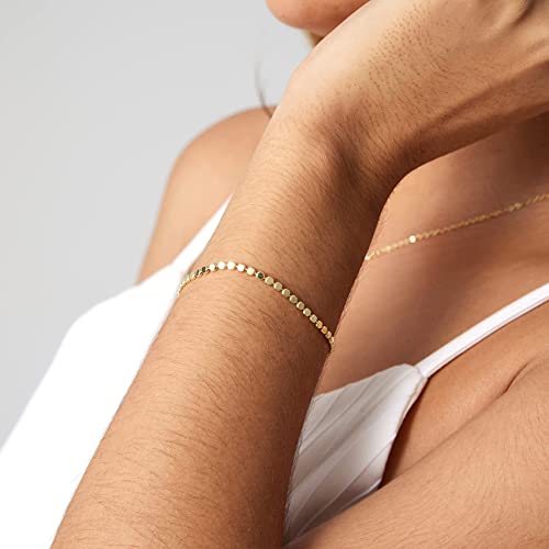 Kyerlyn 14K Gold Plated Handmade Dainty Dot Bracelet Cute Thin Everyday Bracelets for Women Men Size 6.5"+2" Extender - color: Bead:Gold
