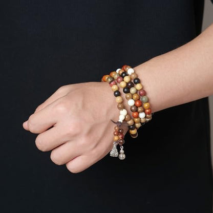 Handcrafted Wooden Bead Bracelet Mixed Natural Wood Colors Prayer Bracelet for Men or Women,1pc/pack - style: Dia.8mmX108pcs