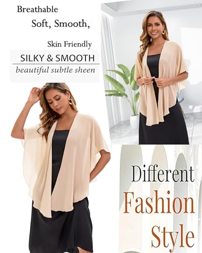 Baoqiya Chiffon Shawl Evening Scarf Shawls and Wraps for Women Wedding Party Bridal Scarves Cover Ups - color: Champagne