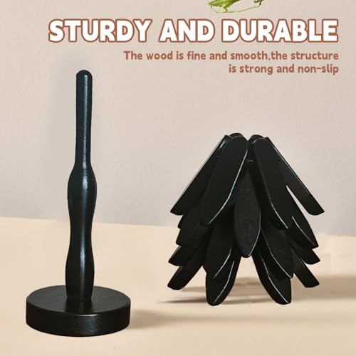 Natural Foldable Black Walnut Wooden Trivet Set - 4 Trivets + 1 Stand for Hot Dishes, Pot, Bowl, Teapot, Hot Pot Holders (Black) - color: Black