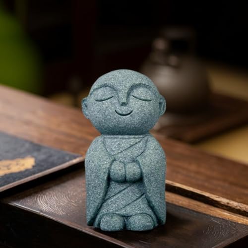 Mini Monk Buddha Statue Sandstone Statues Zen Monk Praying Statue Sculptures for Wealth Good Luck Feng Shui Decor Home Fish Tank Aquarium Garden (Style 10) - style: Style 10