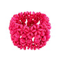 Handmade Wooden Bead Bohemian Elastic Stretch Bracelet Colorful Flower Pattern Design for Women Summer Beach Holiday Jewelry Lightweight - color: pink