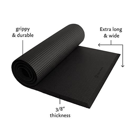 Hugger Mugger Ultimate Cushion Yoga mat - Black - Ultimate thick, grippy, soft yoga mat, extra long and wide, and extra cushion