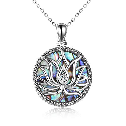 ONEFINITY Lotus Necklace 925 Sterling Silver Moonstone Pendant Necklace Yoga Lotus Jewelry for Women - style: style A
