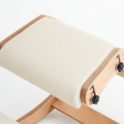 Ergonomic Kneeling Chair, Adjustable Rocking Office Chair Wooden Knee Chair Posture Chair for Home Office Back Pain Relief, Beige - color: Beige