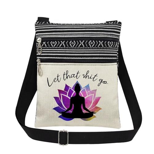 Yoga Meditation Print Crossbody Bag with Adjustable Strap Mystic Lotus Design for Women Messenger Bag Funny Zen Meditation Gift for Her Birthday Gift Stress Relief Holiday Present