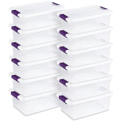 Sterilite 12-Pack ClearView Latch Box, Stackable Organizer Bins with Lids, 15 Quart - Clear Plastic Organization Containers for Closet, Bedroom, Shelving Units and Home or Office Storage - size: 12 Pack, style: 15 Quart