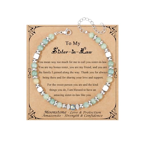 JoycuFF 𝗚𝗶𝗳𝘁𝘀 𝗳𝗼𝗿 𝗪𝗼𝗺𝗲𝗻 𝗠𝗼𝗼𝗻𝘀𝘁𝗼𝗻𝗲 𝗕𝗿𝗮𝗰𝗲𝗹𝗲𝘁 Amazonite Colorful Imperial Jasper Stainless Steel Beads Bracelets, Graduation Christmas Valentines Mothers Day Birthday Gifts - style: Sister In Law Gifts-Amazonite