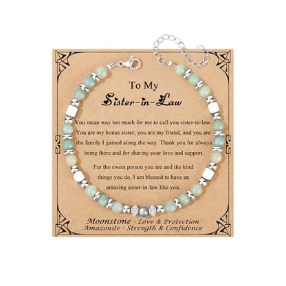 JoycuFF 𝗚𝗶𝗳𝘁𝘀 𝗳𝗼𝗿 𝗪𝗼𝗺𝗲𝗻 𝗠𝗼𝗼𝗻𝘀𝘁𝗼𝗻𝗲 𝗕𝗿𝗮𝗰𝗲𝗹𝗲𝘁 Amazonite Colorful Imperial Jasper Stainless Steel Beads Bracelets, Graduation Christmas Valentines Mothers Day Birthday Gifts - style: Sister In Law Gifts-Amazonite