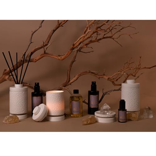 Van Dang Crystal Stone Meditation Set Clear Quartz | Diffuser Oil Dropper Aromatherapy | Luxury Spiritual Home Decor Fragrance Gift Notes of Cardamom, Nutmeg, Pepper, Myrrh, Sandalwood (Buddhapada) - color: Buddhapada