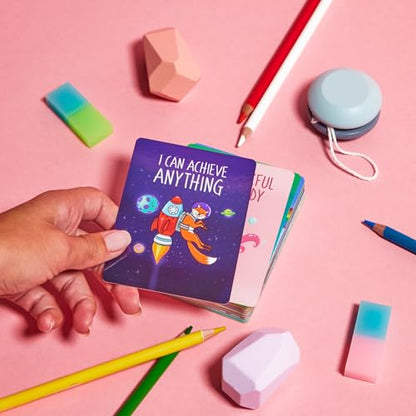 45 Affirmation Cards for Kids - Standard Edition – 2.5x3.5 in – Conversation Notes for Children and Toddlers – Mindfulness, Social Skills, CBT Therapy – Lunch, School Counselors, Teachers, Parents