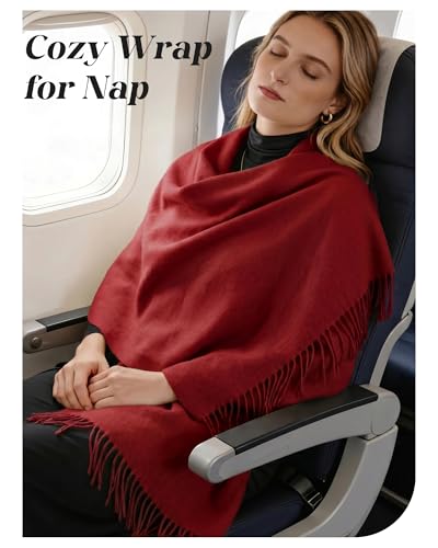 Winter Scarf for Women Pashmina Shawls and Wraps for Evening Dresses Wedding Party Bridesmaid Warm Long Scarves Shawl - color: Wine Red