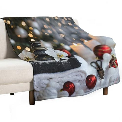 Zens Stones Snowflakes Throw Blanket, Soft Lightweight Cozy Warm Relaxing Spiritual Candle Flannel Blankets for Couch Bed Travel, 30"x40" - color: Zens Stones Snowflakes, size: 30"x40"