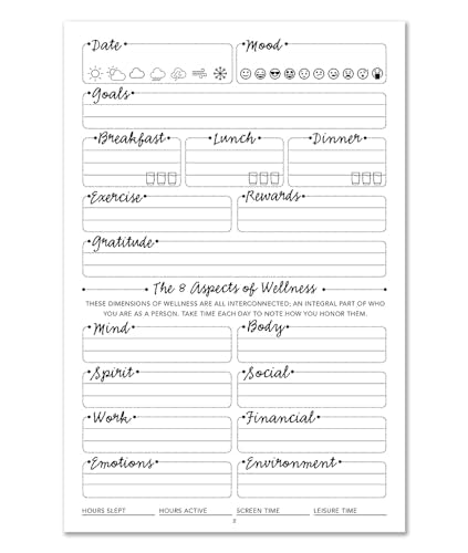 BookFactory Wellness Journal/Personal Health Diary/Mental and Physical Wellness Book - Soft Touch Laminate Hardbound, 100 Pages, 6'' x 9''(DX) (Made in USA) - style: Wellness Laminate Hardbound