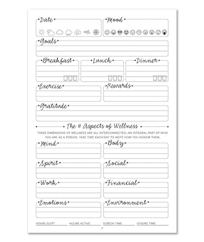 BookFactory Wellness Journal/Personal Health Diary/Mental and Physical Wellness Book - Soft Touch Laminate Hardbound, 100 Pages, 6'' x 9''(DX) (Made in USA) - style: Wellness Laminate Hardbound
