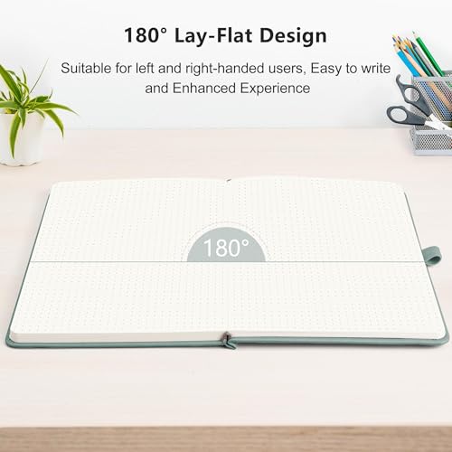RETTACY Dotted Journal Notebook, 2-Pack, 160 Numbered Pages per Pack, A5 Medium Size (5.7'' x 8.3''), 120 GSM Thick Paper, Leather Hardcover, for Journaling, Planning, Tracking (Black & Blue-gray) - color: Black & Blue-gray, style: Dotted
