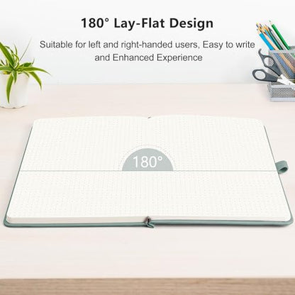 RETTACY Dotted Journal Notebook, 2-Pack, 160 Numbered Pages per Pack, A5 Medium Size (5.7'' x 8.3''), 120 GSM Thick Paper, Leather Hardcover, for Journaling, Planning, Tracking (Black & Blue-gray) - color: Black & Blue-gray, style: Dotted