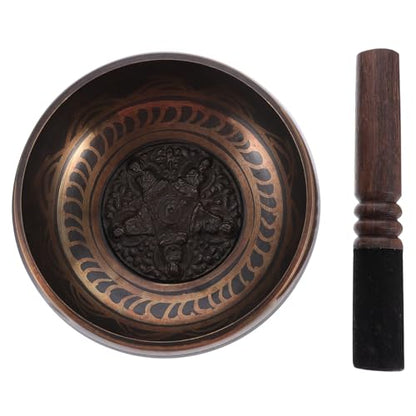 BESTonZON Tibetan Meditation Singing Bowl with Wooden Mallet High Resonance Sound for Yoga Relaxation Music Therapy and Home Decoration