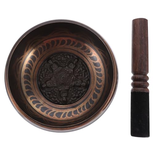 BESTonZON Tibetan Meditation Singing Bowl with Wooden Mallet High Resonance Sound for Yoga Relaxation Music Therapy and Home Decoration