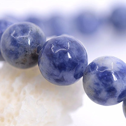 Justinstones Gem Semi Precious Gemstone 8mm Round Beads Stretch Bracelet 7 Inch Unisex - color: Blue Spot Jasper