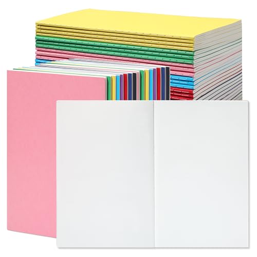 miikoul 48 Pack A5 Blank Journal Notebooks in Bulk, Colorful Soft Cover Unlined Paper for Kids Student Traveler Drawing Writing Take Notes and Plan, 8.3x5.5 Inches, 80 GSM, 60 Pages/30 Sheets - size: Blank inner page-48 Pack