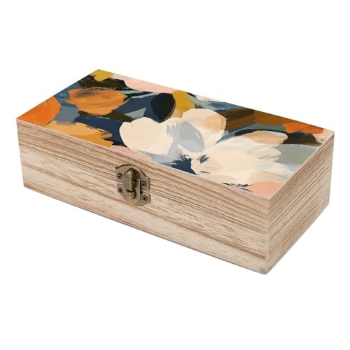 Warm Earth Tone Wooden Box Wooden Storage Box Wooden Boxes for Storage Wooden Box with Hinged Lid Wooden Jewelry Box Wooden Jewelry Box for Women Small Wooden Box