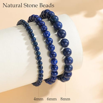 Womens Crystal Beaded Bracelets for Women Men Protective Energy Bracelet Natural Gemstone Bead Bracelet - color: Lapis(Creativity), size: 8mm