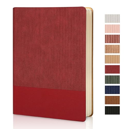 Lined Journal Notebook for Work College Ruled Note Book 5.79"x8.27" A5 PU Leather Daily Journaling 216 Pages for Women Men Writing Home School Supplies Business (Red) - color: 08-Red-1pack, style: A5 Lined 216pages