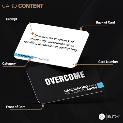 Briston Overcome Gaslighting and Narcissistic Abuse Recovery Cards – 200 Therapy Flashcards for Emotional Healing, Self-Awareness, Healthy Boundaries, Trust Building, and Mental Health Support