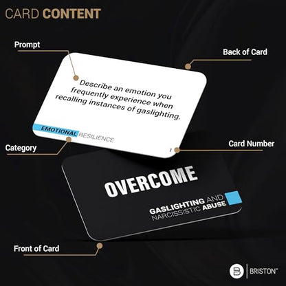 Briston Overcome Gaslighting and Narcissistic Abuse Recovery Cards – 200 Therapy Flashcards for Emotional Healing, Self-Awareness, Healthy Boundaries, Trust Building, and Mental Health Support