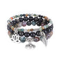 Tree of Life Yoga Healing Stone Bracelets,Multilayer Lotus Chakra Stone Reiki Bracelet Sets,Anxiety Crystal Natural Stone,for Women Stress Relief - style: Indian agate+golden obsidian