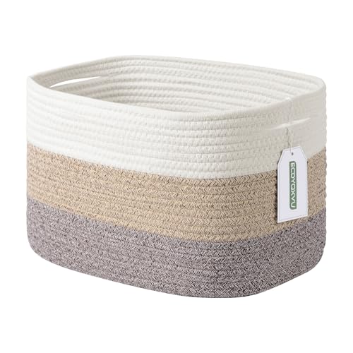 ECDYQXVU Cotton Rope Storage Basket, 15x10x9 Inches, Woven Basket for Shelves, Clothes, Towels, Books, and Laundry, White Brown (1 Pack) - color: Gradient Brown, size: 1 Pack